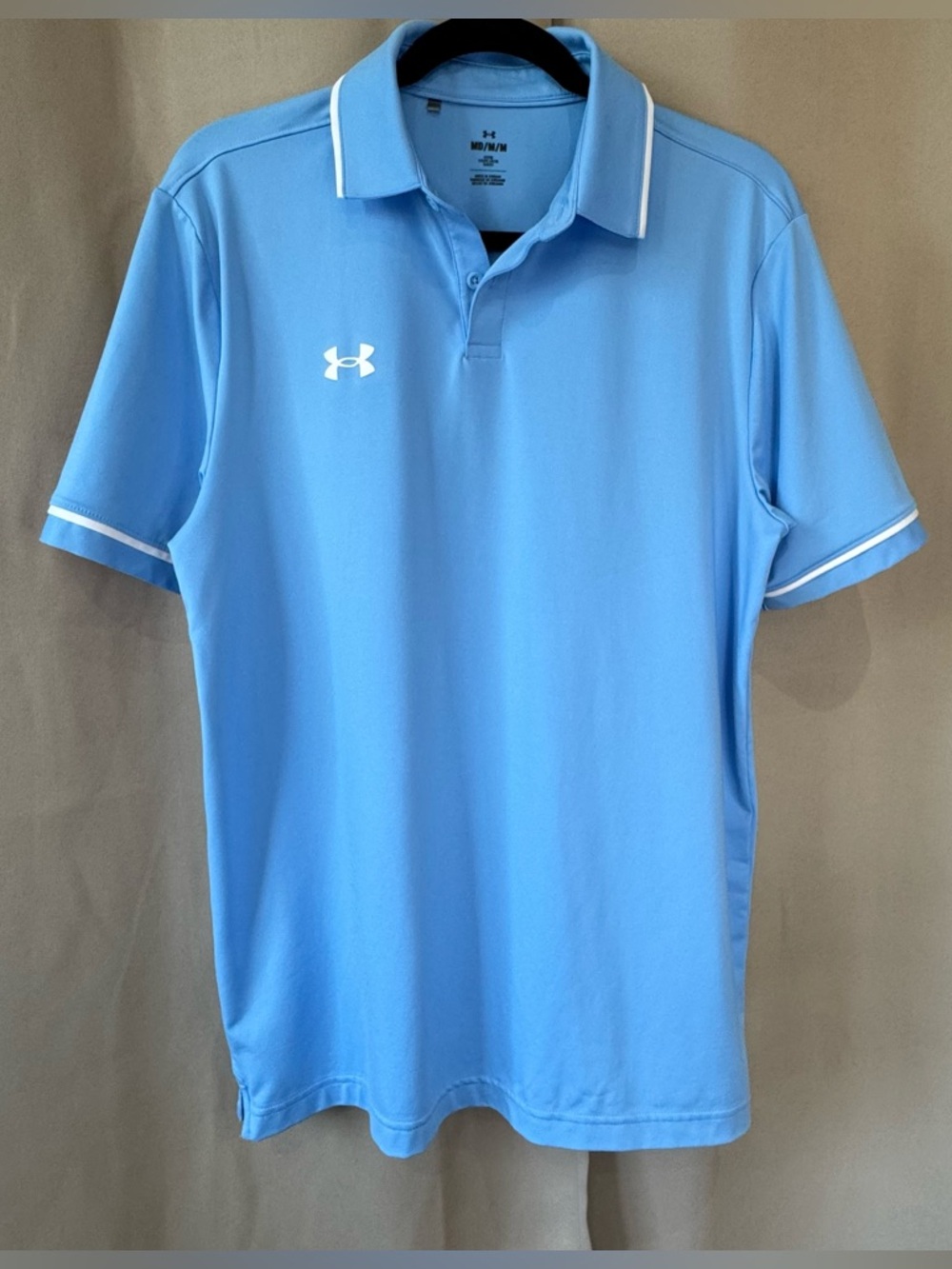 Under Armour Sky Blue Men’s Performance Polo with White Trim